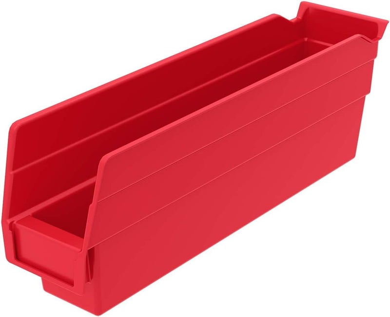 Akro-Mils 30110 Plastic Shelf Bins, Heavy Duty Storage Bins for Garage, Closet, and Drawer Organization, 12-Inch x 3-Inch x 4-Inch, Red, 24-Pack - Image 1